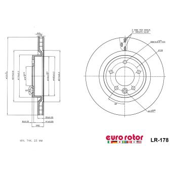 Eurorotor LR178 - Disc Brake Rotor Eurorotor LR178 Disc Brake Rotor product image 1 of 1