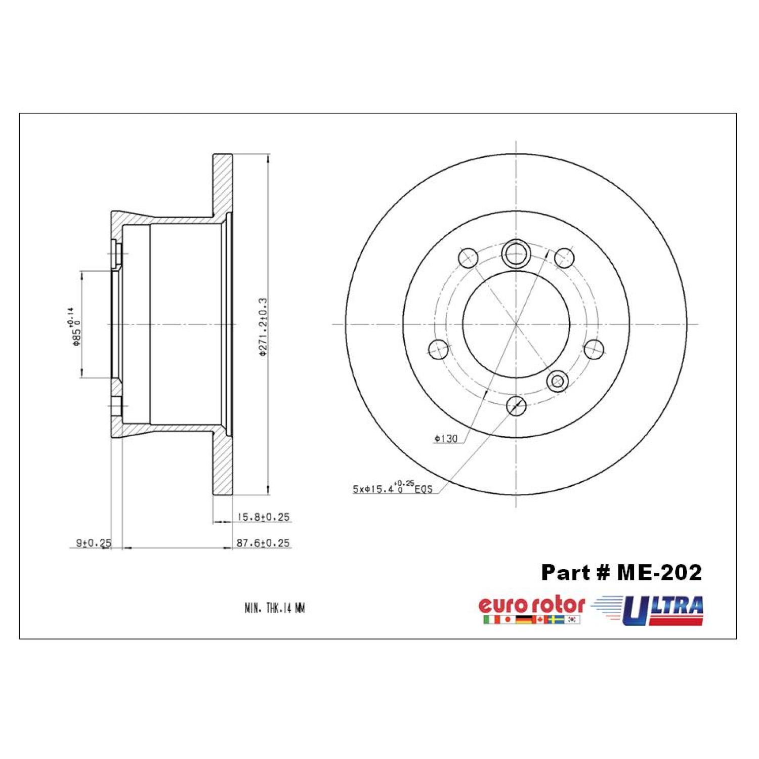 Eurorotor ME202 - Disc Brake Rotor Eurorotor ME202 Disc Brake Rotor product image 1 of 1