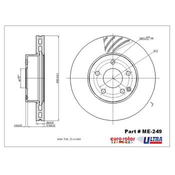 Eurorotor ME249 Disc Brake Rotor product image 1 of 1