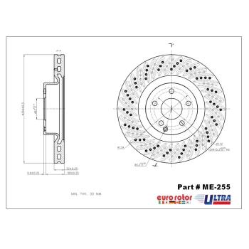 Eurorotor ME255 Disc Brake Rotor product image 1 of 1