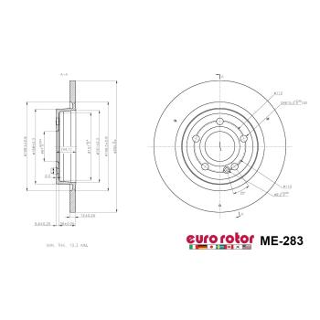 Eurorotor ME283 Disc Brake Rotor product image 1 of 1