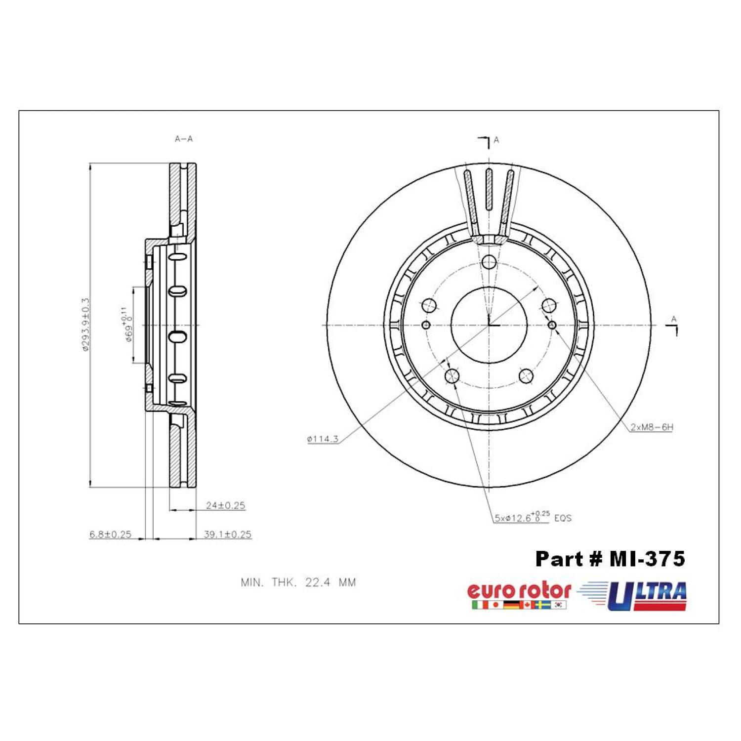 Eurorotor MI375 - Disc Brake Rotor Eurorotor MI375 Disc Brake Rotor product image 1 of 1
