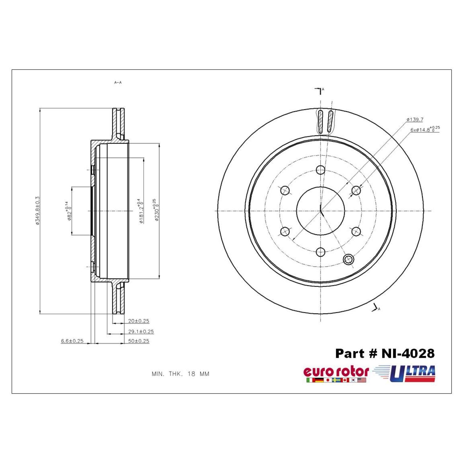 Eurorotor NI4028 Disc Brake Rotor product image 1 of 1