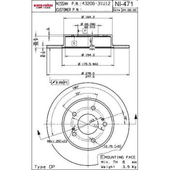 Eurorotor NI471 Disc Brake Rotor product image 1 of 1