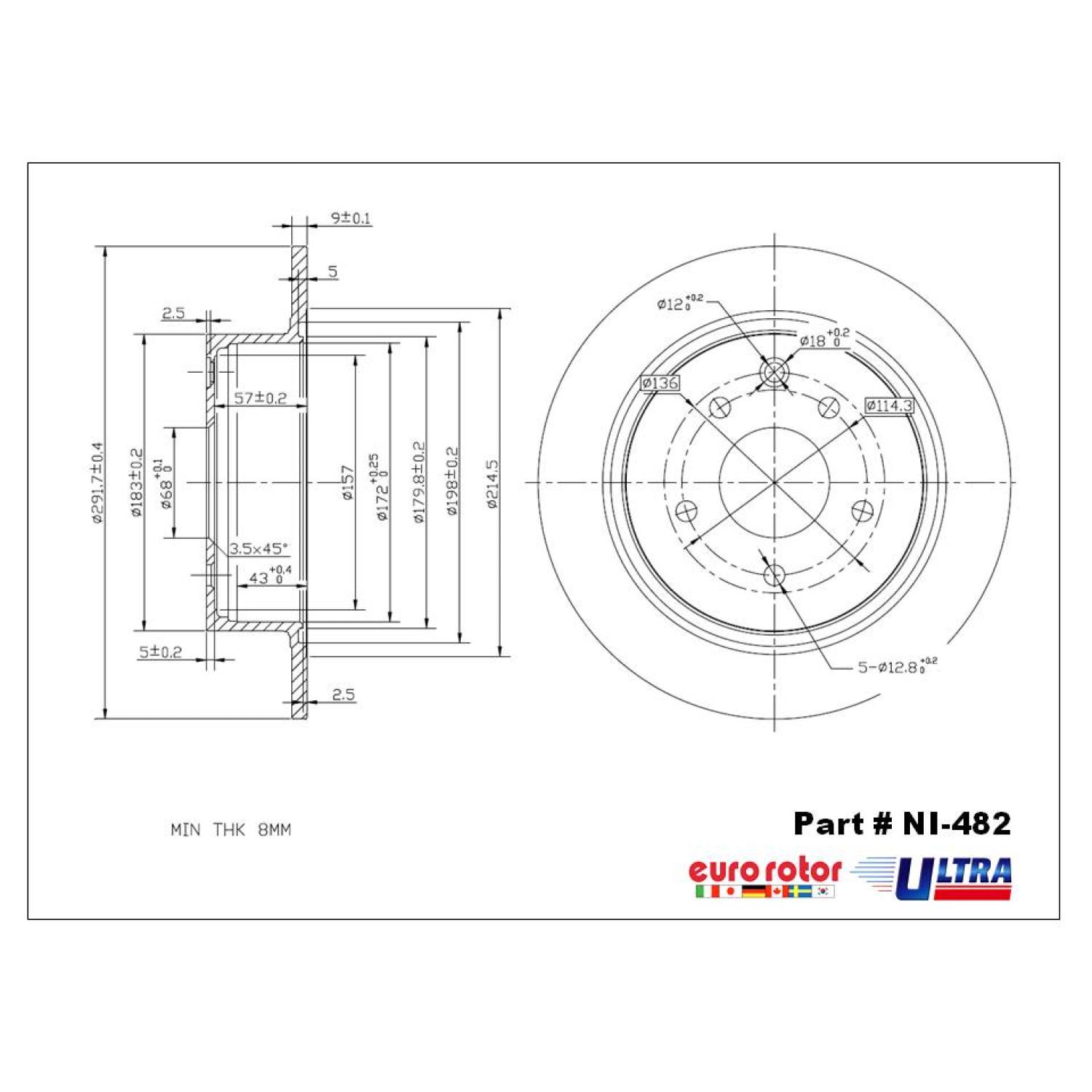 Eurorotor NI482 - Disc Brake Rotor Eurorotor NI482 Disc Brake Rotor product image 1 of 1