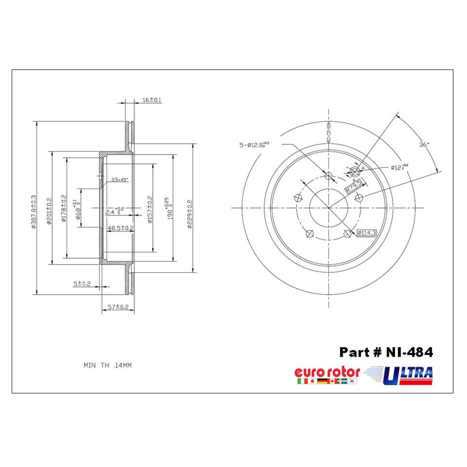 Eurorotor NI484 - Disc Brake Rotor Eurorotor NI484 Disc Brake Rotor product image 1 of 1