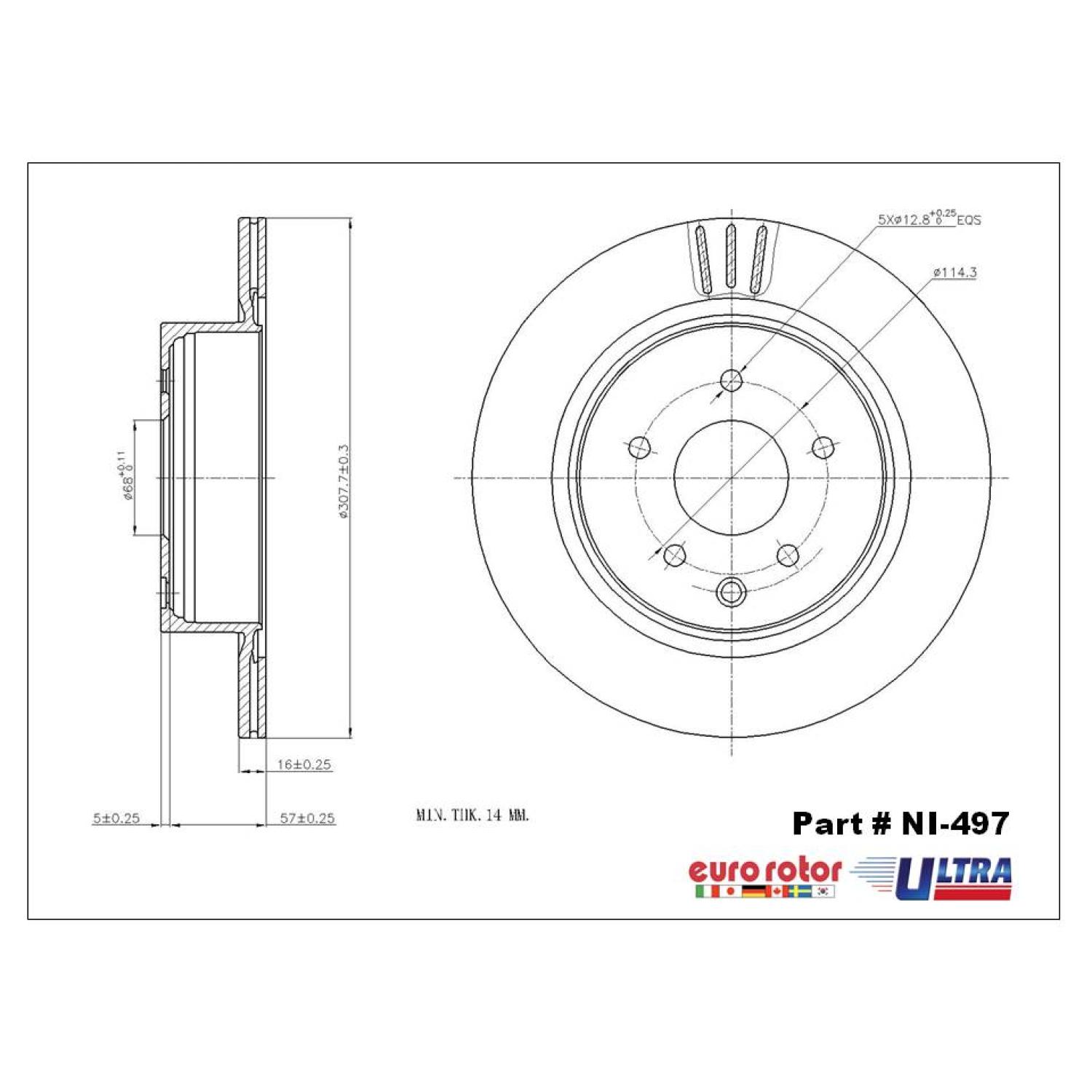 Eurorotor NI497 - Disc Brake Rotor Eurorotor NI497 Disc Brake Rotor product image 1 of 1