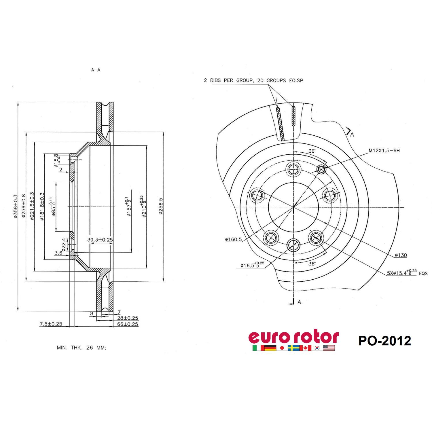 Eurorotor PO2012 - Disc Brake Rotor Eurorotor PO2012 Disc Brake Rotor product image 1 of 1
