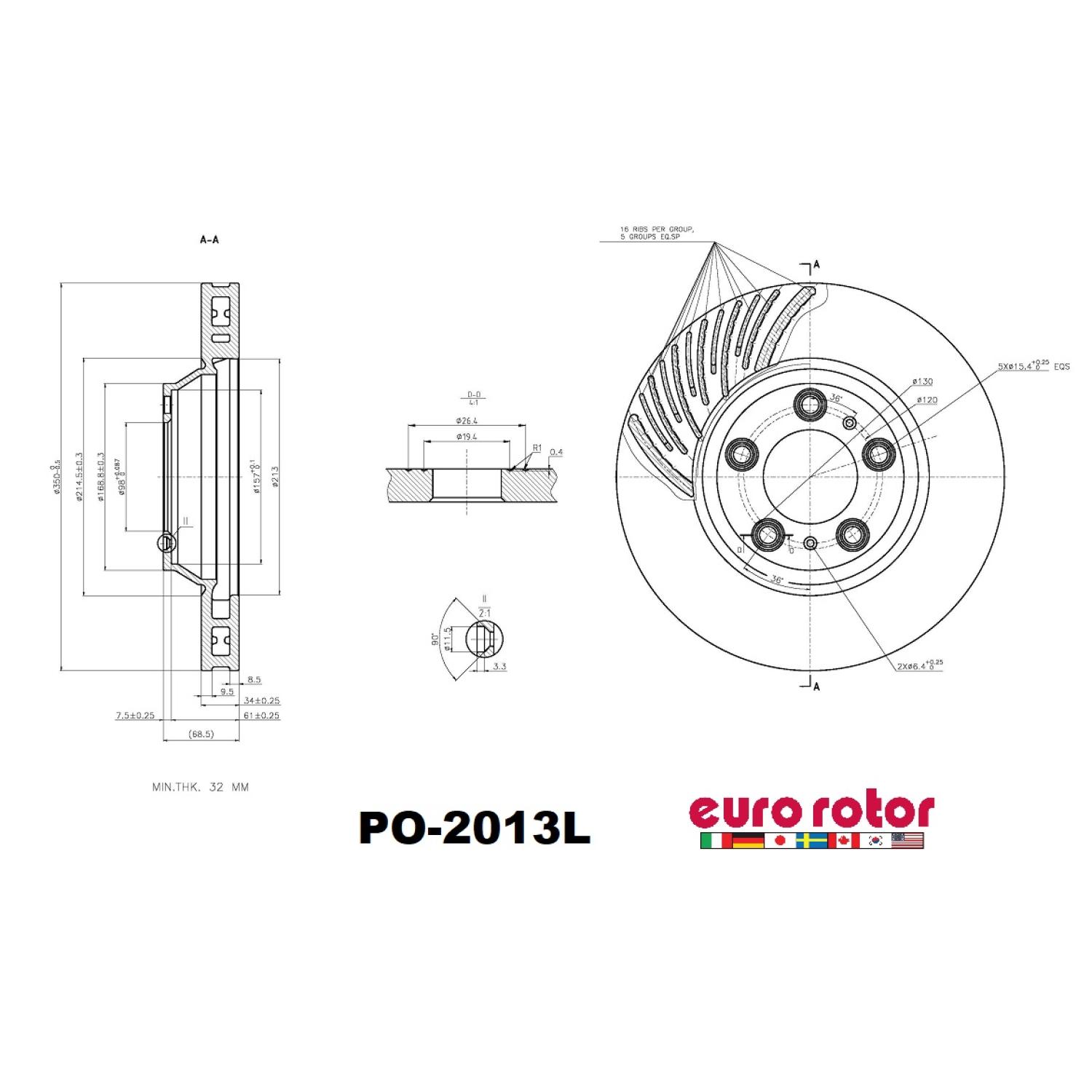 Eurorotor PO2013L - Disc Brake Rotor Eurorotor PO2013L Disc Brake Rotor product image 1 of 1