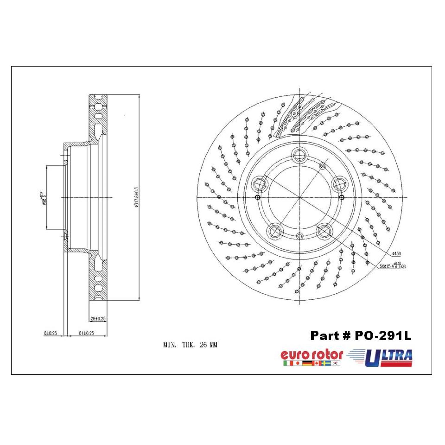 Eurorotor PO291L Disc Brake Rotor product image 1 of 1
