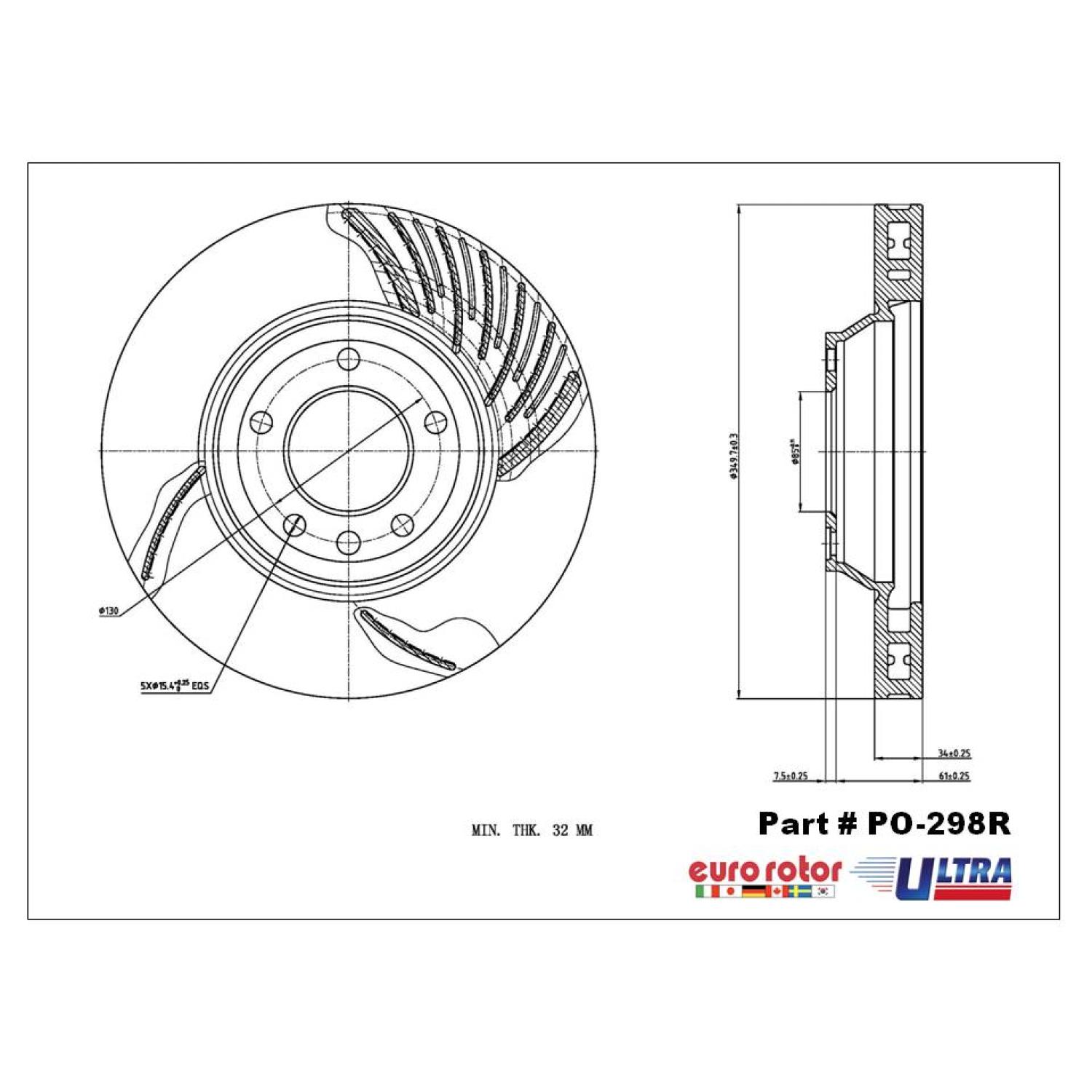 Eurorotor PO298R - Disc Brake Rotor Eurorotor PO298R Disc Brake Rotor product image 1 of 1