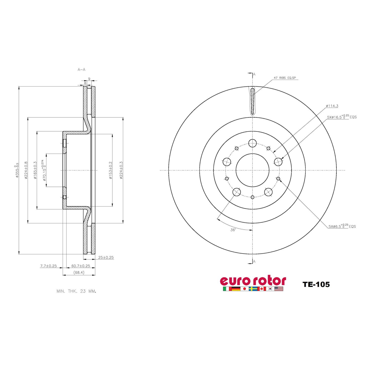 Eurorotor TE105 - Disc Brake Rotor Eurorotor TE105 Disc Brake Rotor product image 1 of 1
