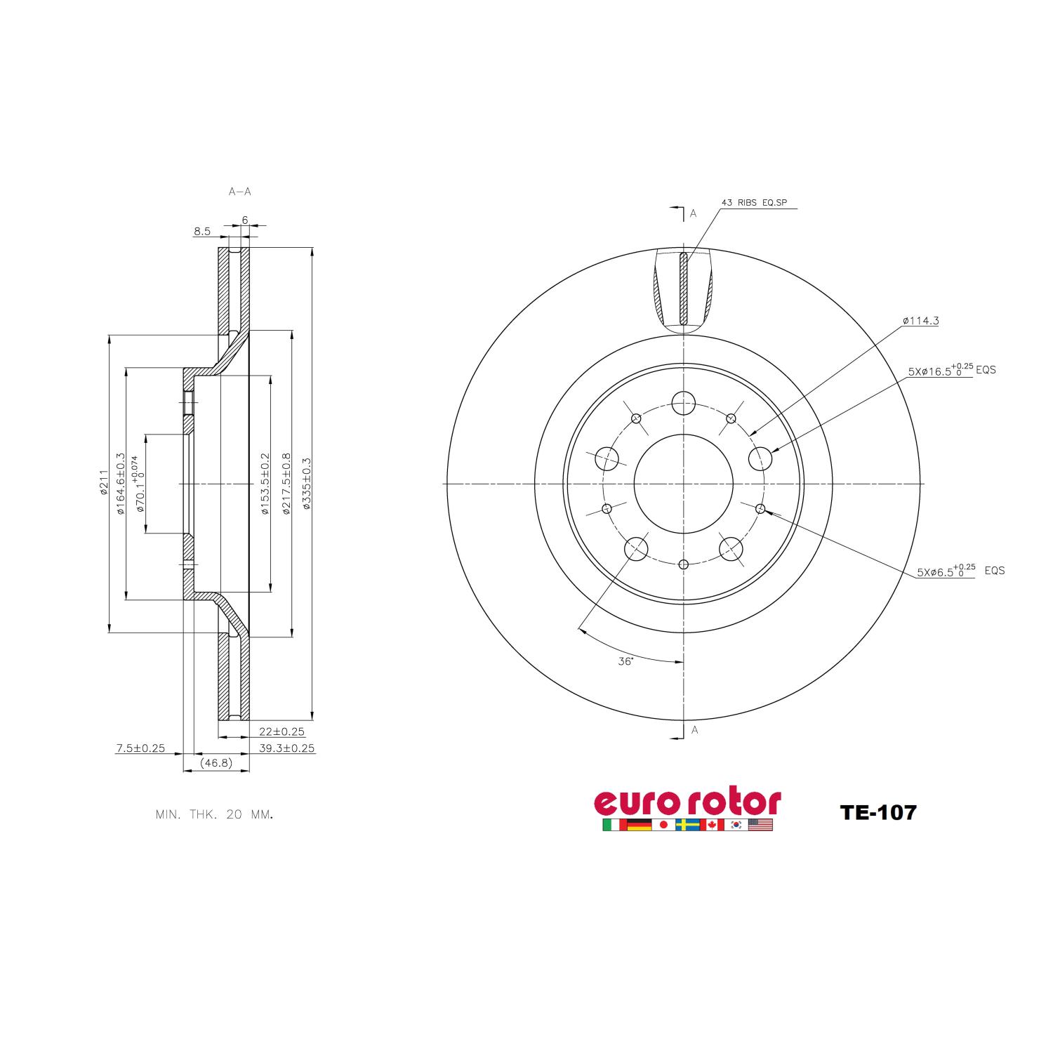 Eurorotor TE107 - Disc Brake Rotor Eurorotor TE107 Disc Brake Rotor product image 1 of 1