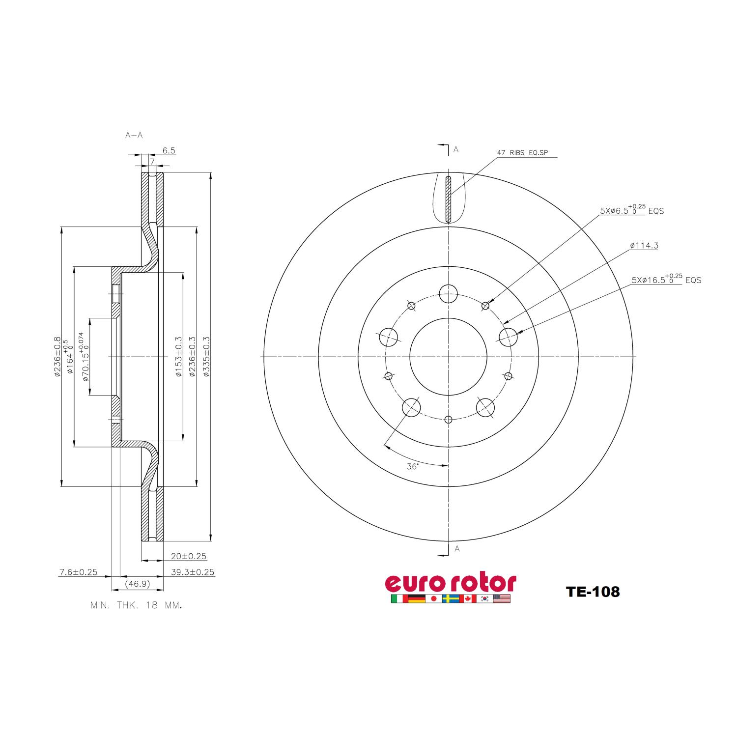 Eurorotor TE108 Disc Brake Rotor product image 1 of 1