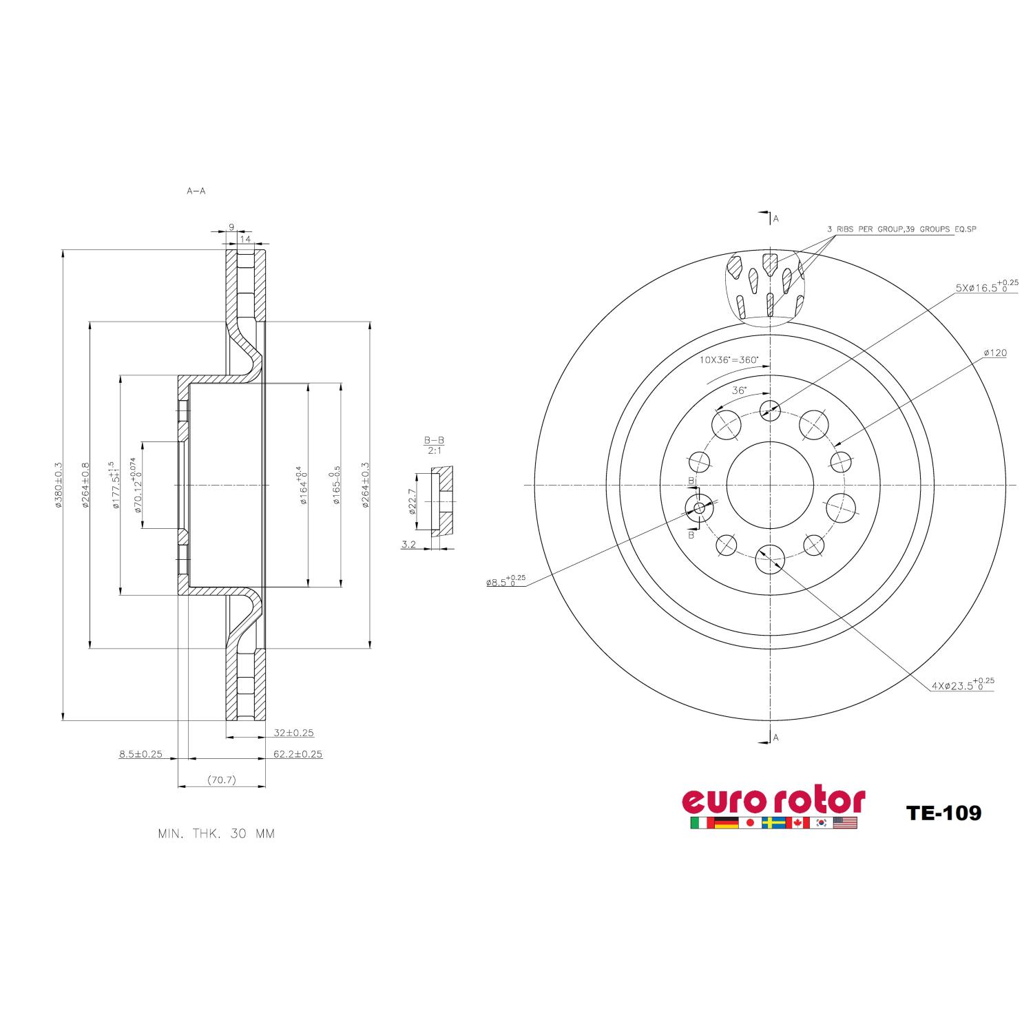 Eurorotor TE109 Disc Brake Rotor product image 1 of 1