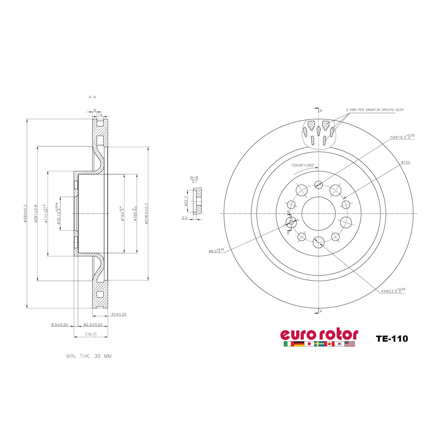 Eurorotor TE110 - Disc Brake Rotor Eurorotor TE110 Disc Brake Rotor product image 1 of 1