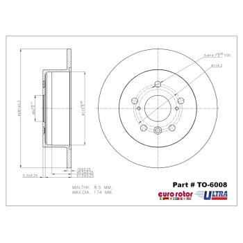 Eurorotor TO6008 - Disc Brake Rotor Eurorotor TO6008 Disc Brake Rotor product image 1 of 1