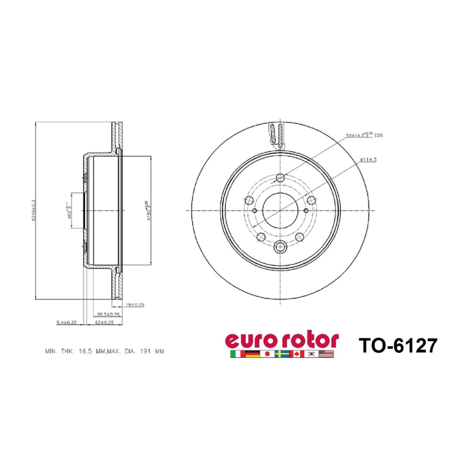 Eurorotor TO6127 - Disc Brake Rotor Eurorotor TO6127 Disc Brake Rotor product image 1 of 1