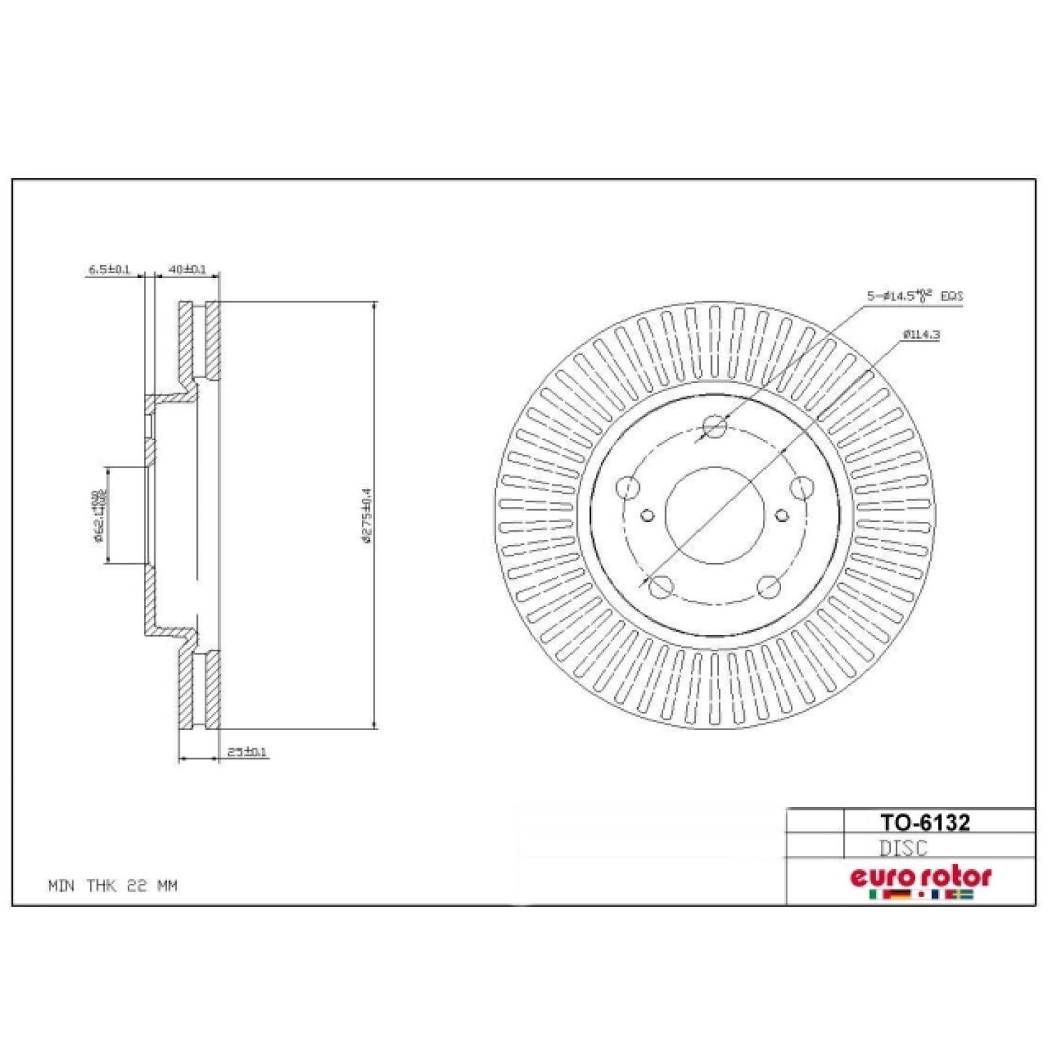 Eurorotor TO6132 - Disc Brake Rotor Eurorotor TO6132 Disc Brake Rotor product image 1 of 1