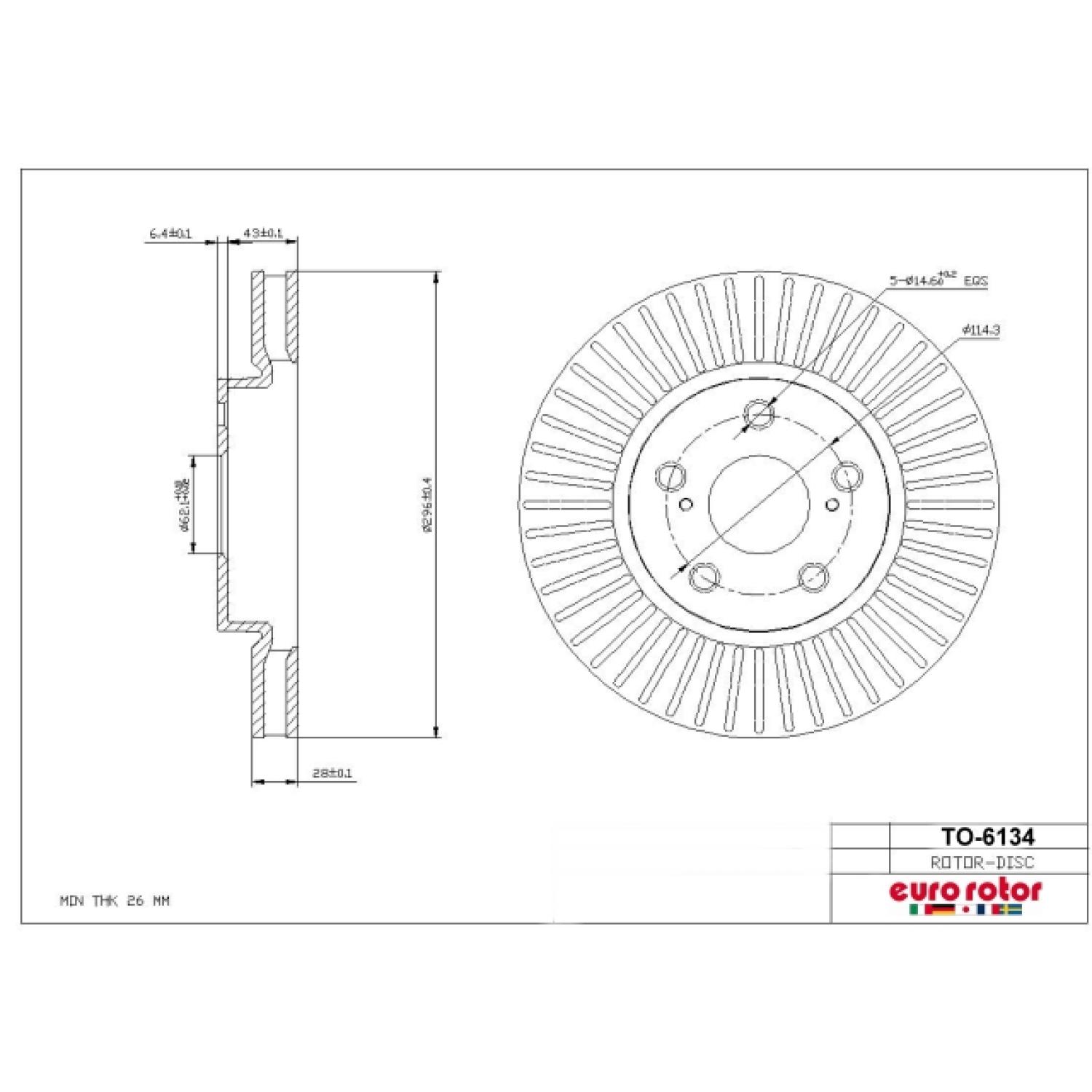 Eurorotor TO6134 Disc Brake Rotor product image 1 of 1