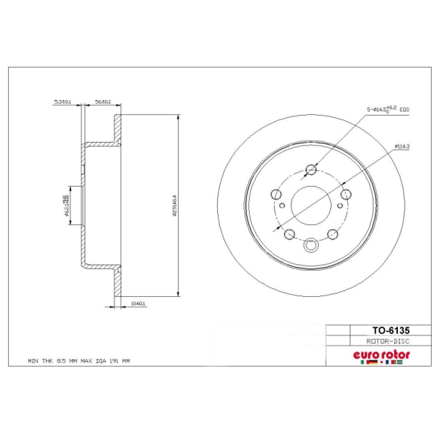 Eurorotor TO6135 Disc Brake Rotor product image 1 of 1