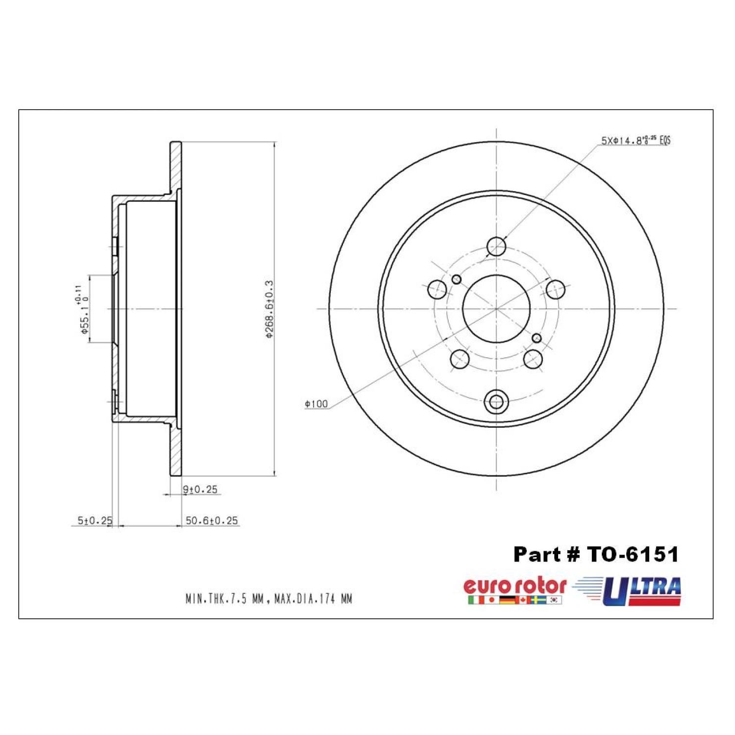Eurorotor TO6151 - Disc Brake Rotor Eurorotor TO6151 Disc Brake Rotor product image 1 of 1