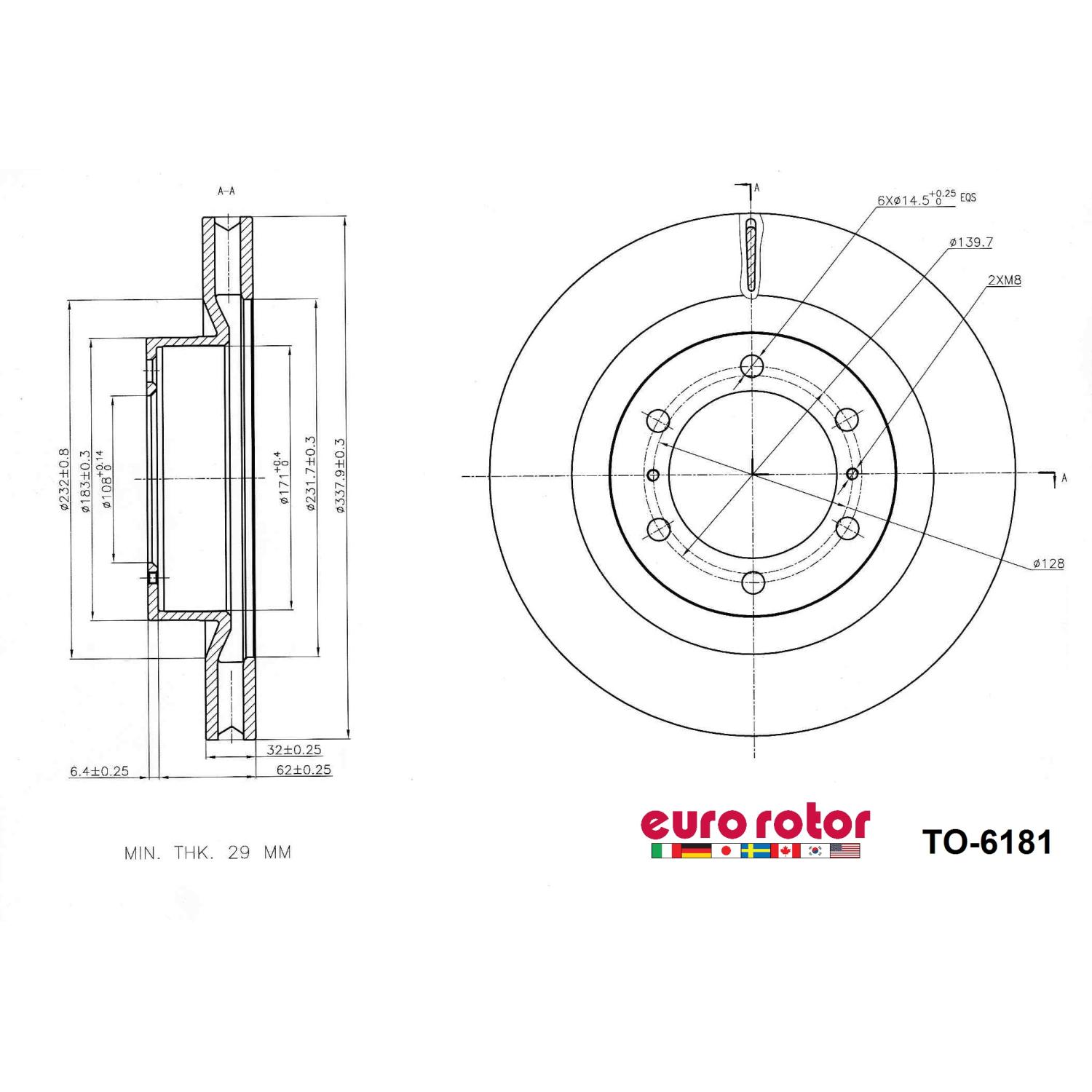 Eurorotor TO6181 - Disc Brake Rotor Eurorotor TO6181 Disc Brake Rotor product image 1 of 1