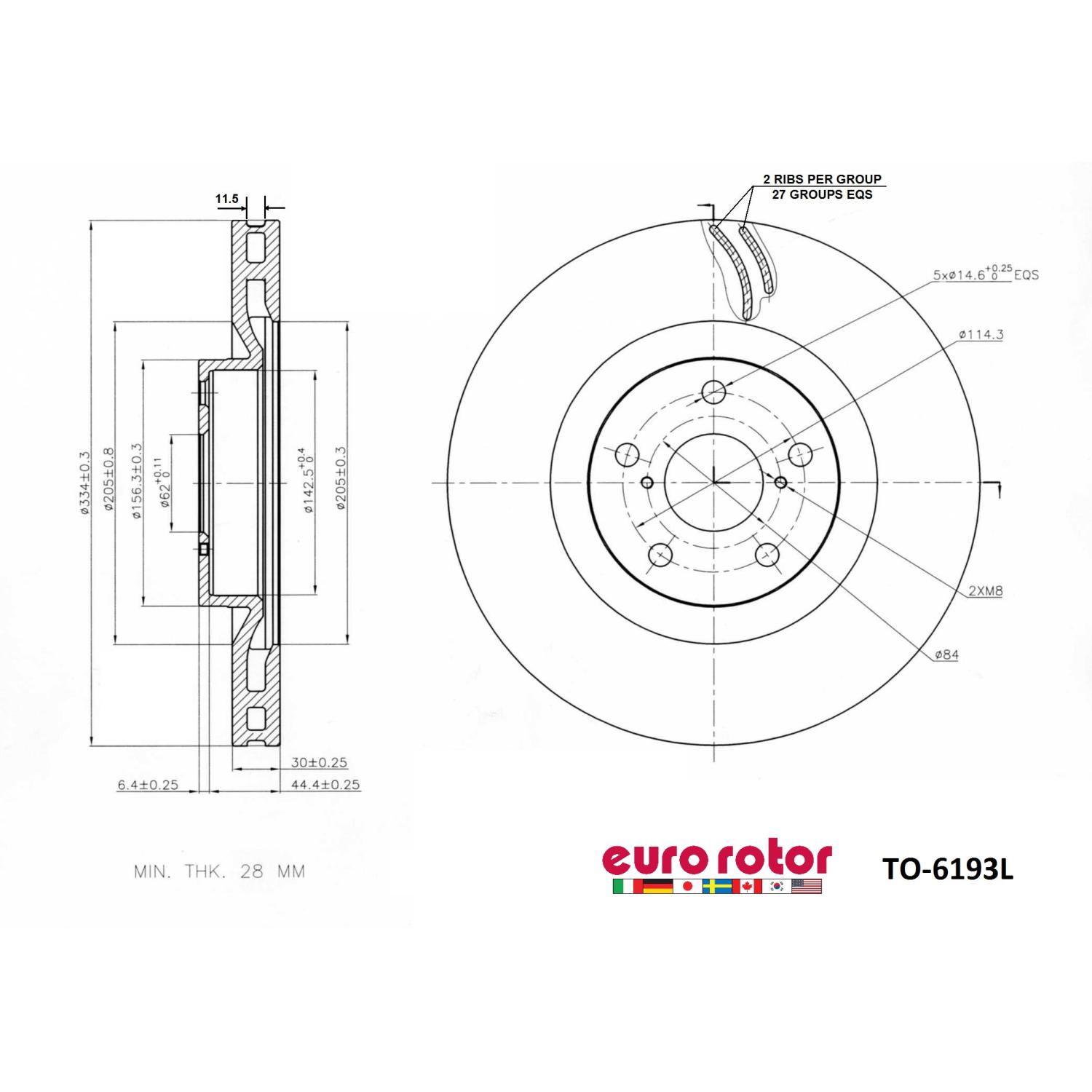 Eurorotor TO6193L - Disc Brake Rotor Eurorotor TO6193L Disc Brake Rotor product image 1 of 1