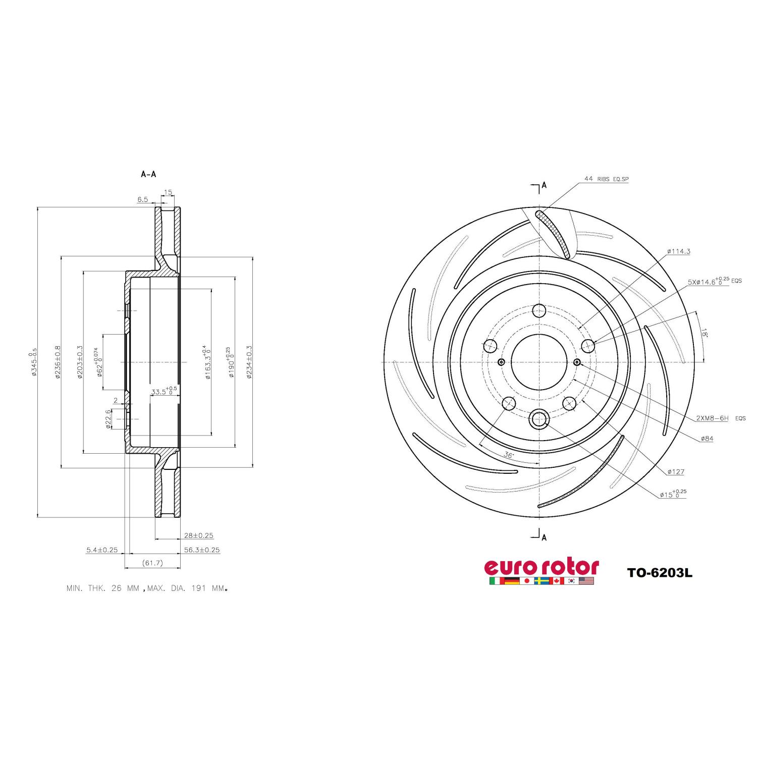 Eurorotor TO6203L - Disc Brake Rotor Eurorotor TO6203L Disc Brake Rotor product image 1 of 1