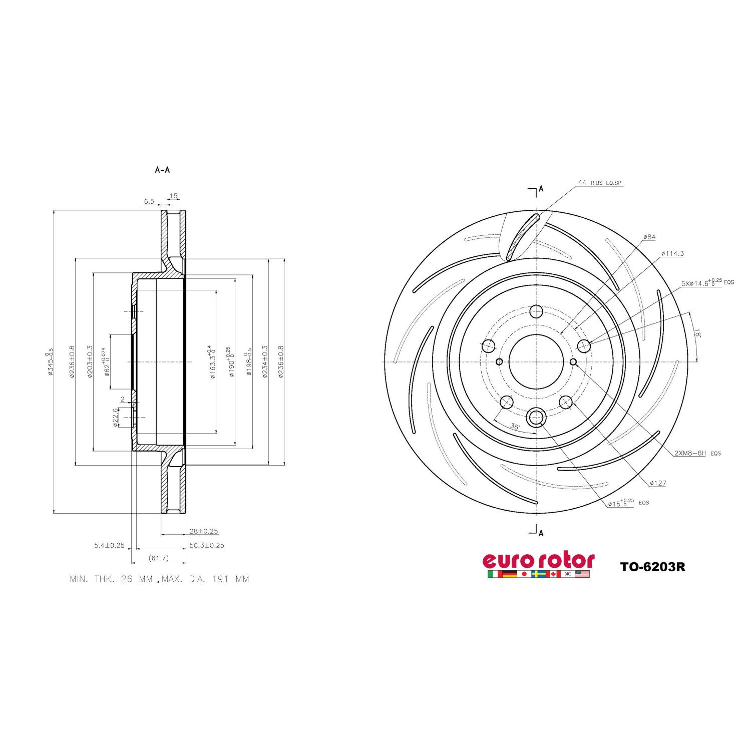 Eurorotor TO6203R - Disc Brake Rotor Eurorotor TO6203R Disc Brake Rotor product image 1 of 1