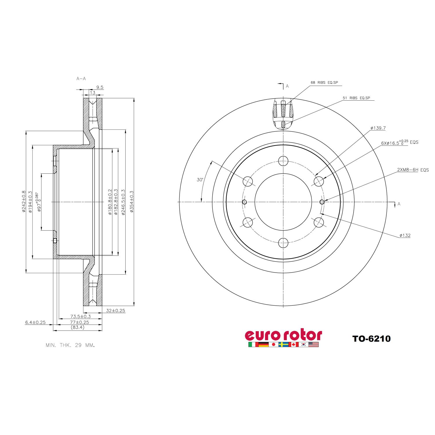 Eurorotor TO6210 - Disc Brake Rotor Eurorotor TO6210 Disc Brake Rotor product image 1 of 1