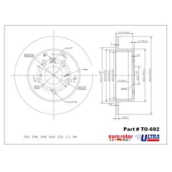 Eurorotor TO692 - Disc Brake Rotor Eurorotor TO692 Disc Brake Rotor product image 1 of 1