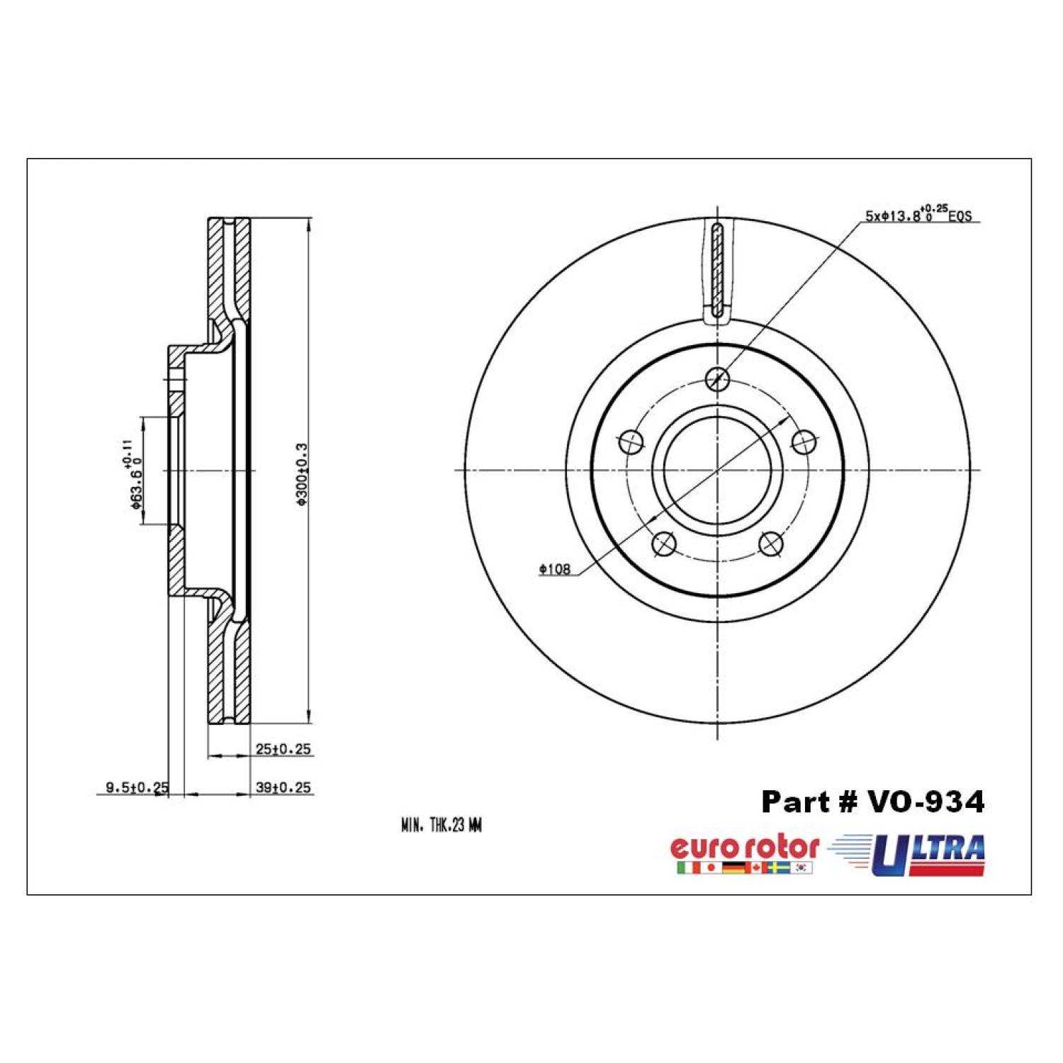 Eurorotor VO934 - Disc Brake Rotor Eurorotor VO934 Disc Brake Rotor product image 1 of 1