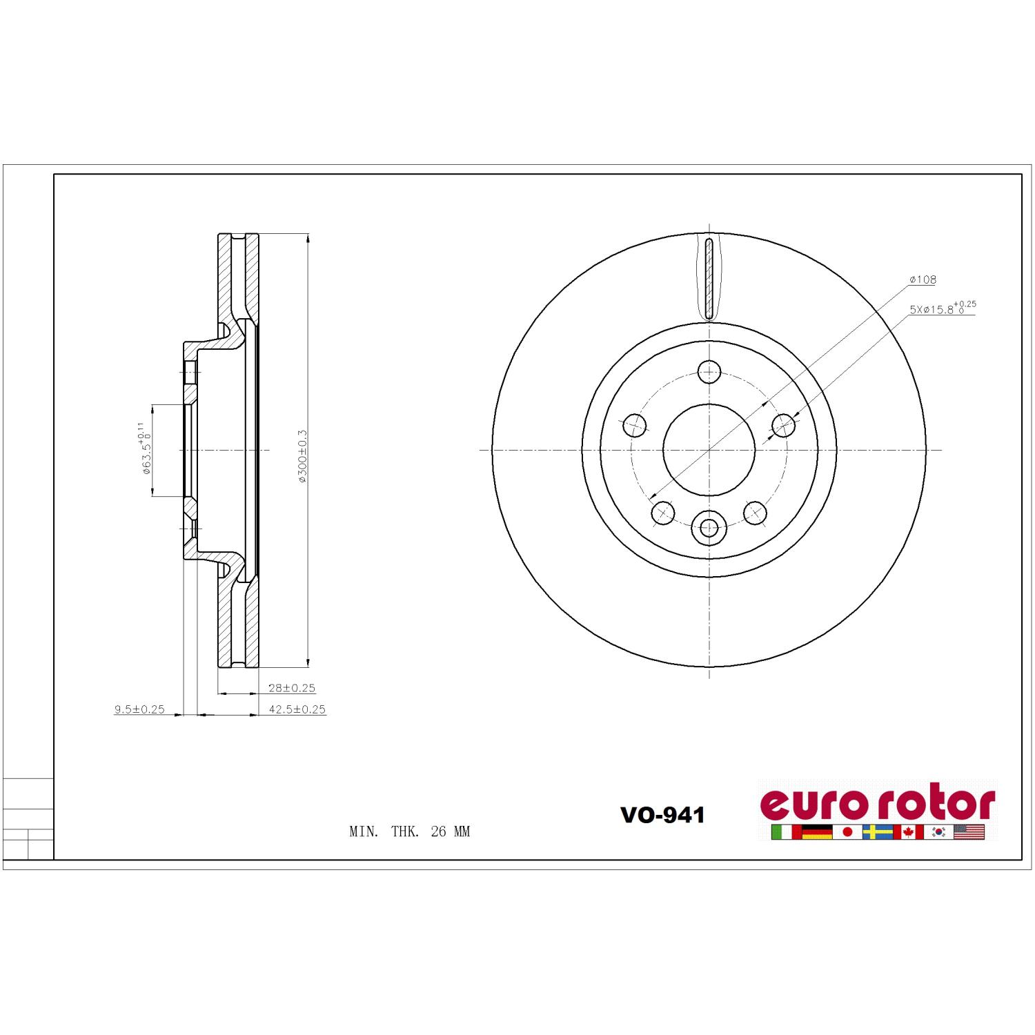 Eurorotor VO941 - Disc Brake Rotor Eurorotor VO941 Disc Brake Rotor product image 1 of 1