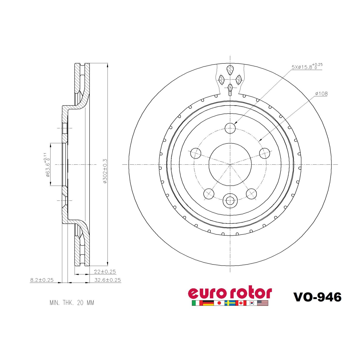 Eurorotor VO946 - Disc Brake Rotor Eurorotor VO946 Disc Brake Rotor product image 1 of 1