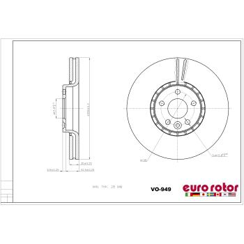 Eurorotor VO949 - Disc Brake Rotor Eurorotor VO949 Disc Brake Rotor product image 1 of 1