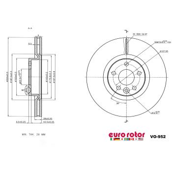 Eurorotor VO952 - Disc Brake Rotor Eurorotor VO952 Disc Brake Rotor product image 1 of 1