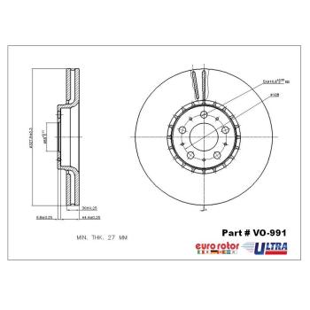 Eurorotor VO991 Disc Brake Rotor product image 1 of 1