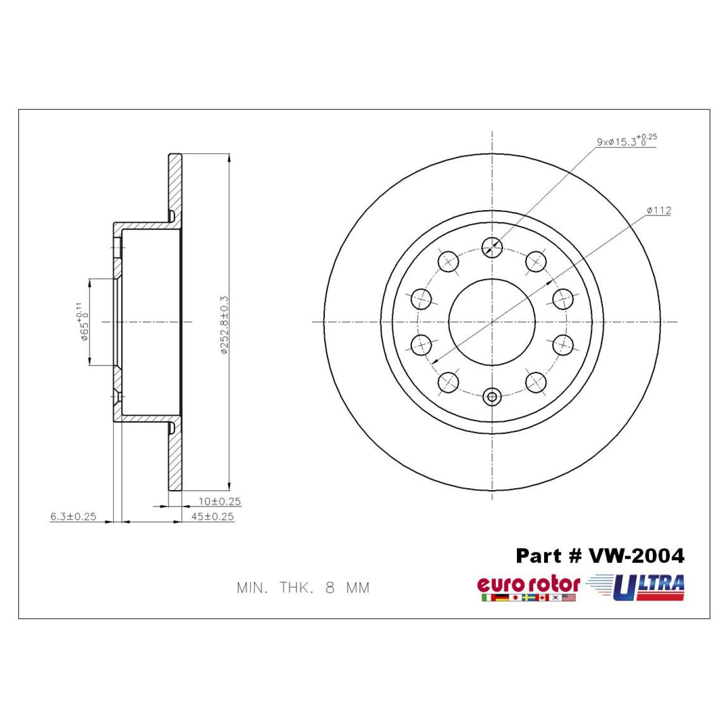 Eurorotor VW2004 - Disc Brake Rotor Eurorotor VW2004 Disc Brake Rotor product image 1 of 1