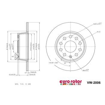 Eurorotor VW2006 Disc Brake Rotor product image 1 of 1