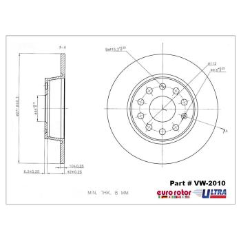 Eurorotor VW2010 Disc Brake Rotor product image 1 of 1
