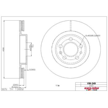 Eurorotor VW249 - Disc Brake Rotor Eurorotor VW249 Disc Brake Rotor product image 1 of 1