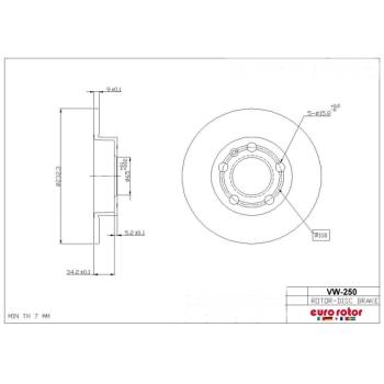 Eurorotor VW250 - Disc Brake Rotor Eurorotor VW250 Disc Brake Rotor product image 1 of 1