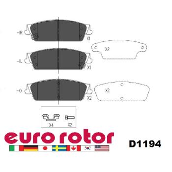 Eurorotor XD1194H - Disc Brake Pad Eurorotor XD1194H Disc Brake Pad product image 1 of 1
