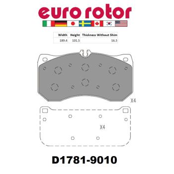 Eurorotor XD1781 Disc Brake Pad product image 1 of 1