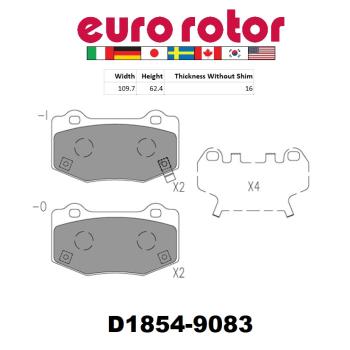 Eurorotor XD1854 - Disc Brake Pad Eurorotor XD1854 Disc Brake Pad product image 1 of 1