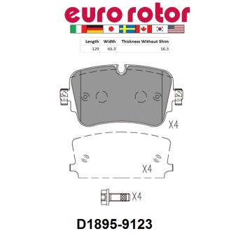 Eurorotor XD1895 - Disc Brake Pad Eurorotor XD1895 Disc Brake Pad product image 1 of 1