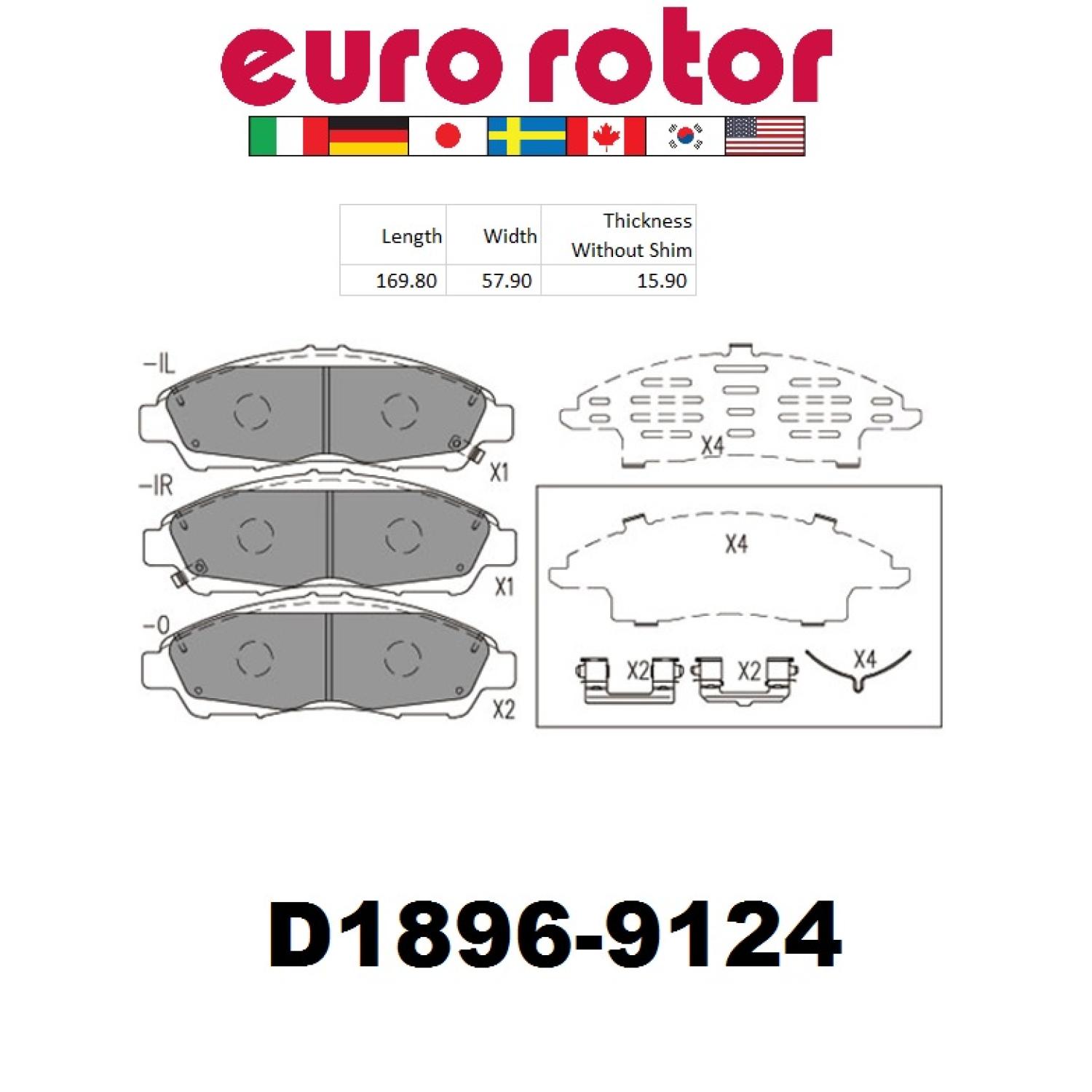 Eurorotor XD1896H Disc Brake Pad product image 1 of 1