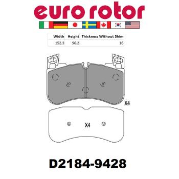 Eurorotor XD2184 - Disc Brake Pad Eurorotor XD2184 Disc Brake Pad product image 1 of 1
