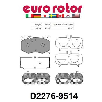 Eurorotor XD2276 - Disc Brake Pad Eurorotor XD2276 Disc Brake Pad product image 1 of 1